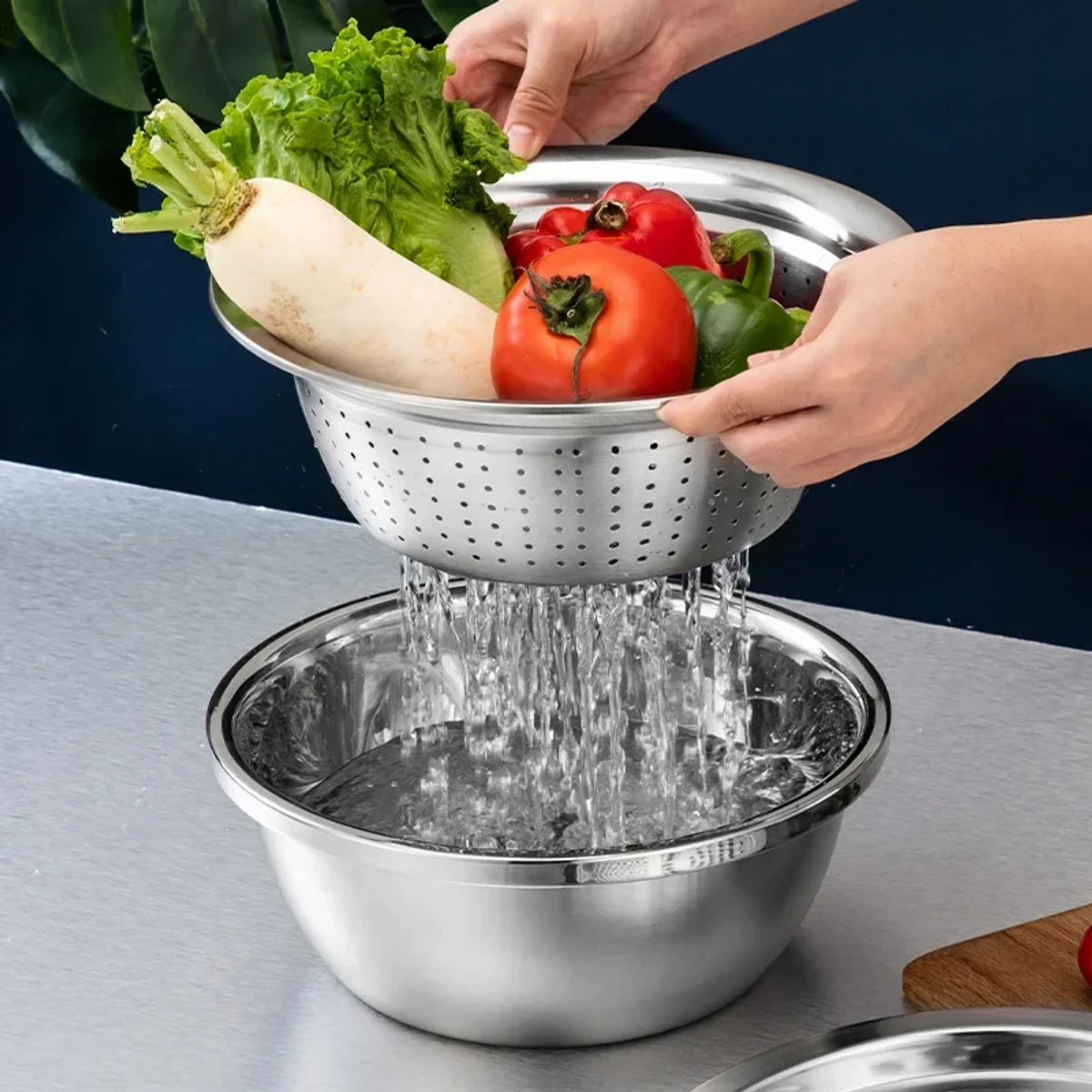 3 IN 1 VEGETABLE CUTTER WITH DRAIN BASKET