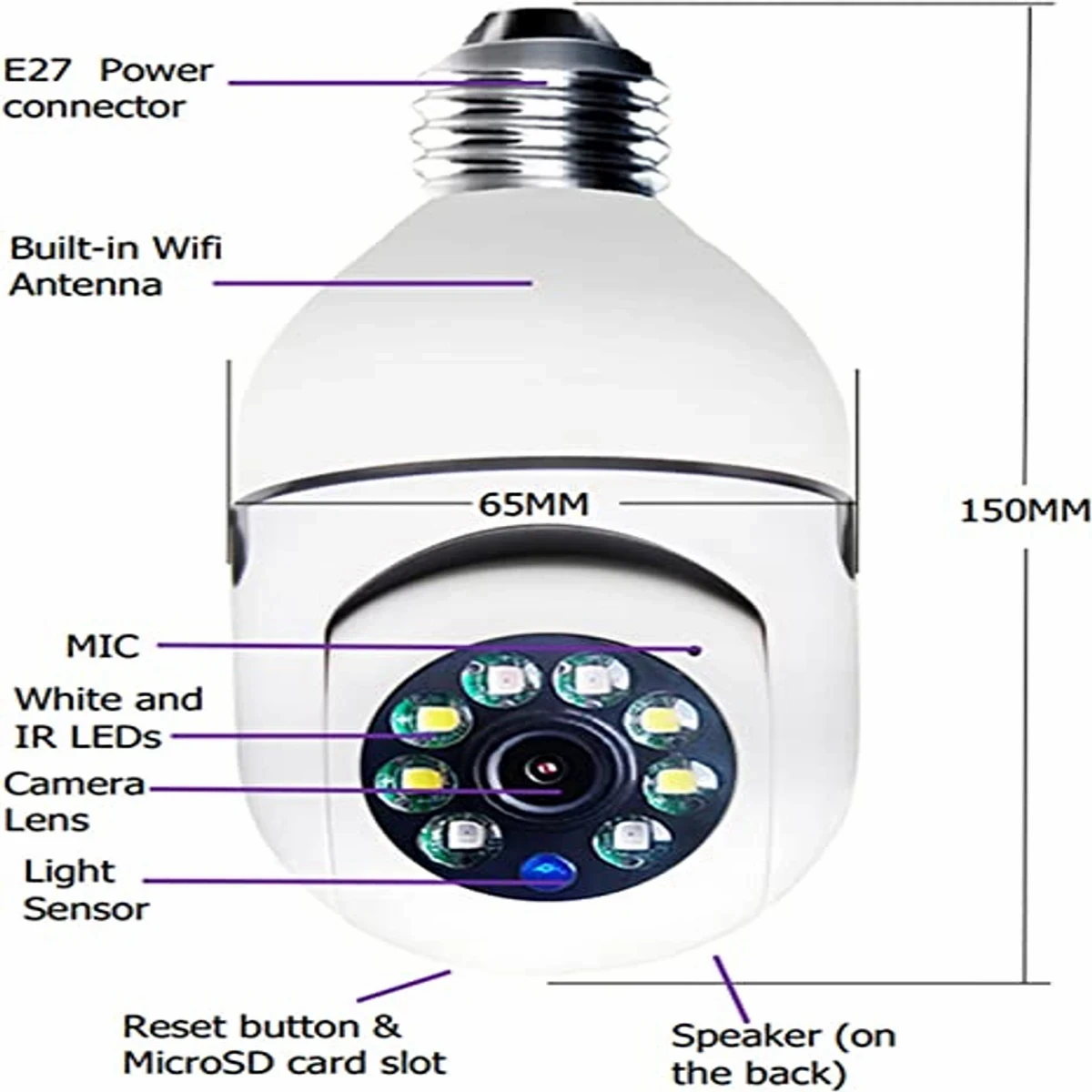 বাল্ব সিস্টেম 360° মুভিং WIFI ক্যামেরা